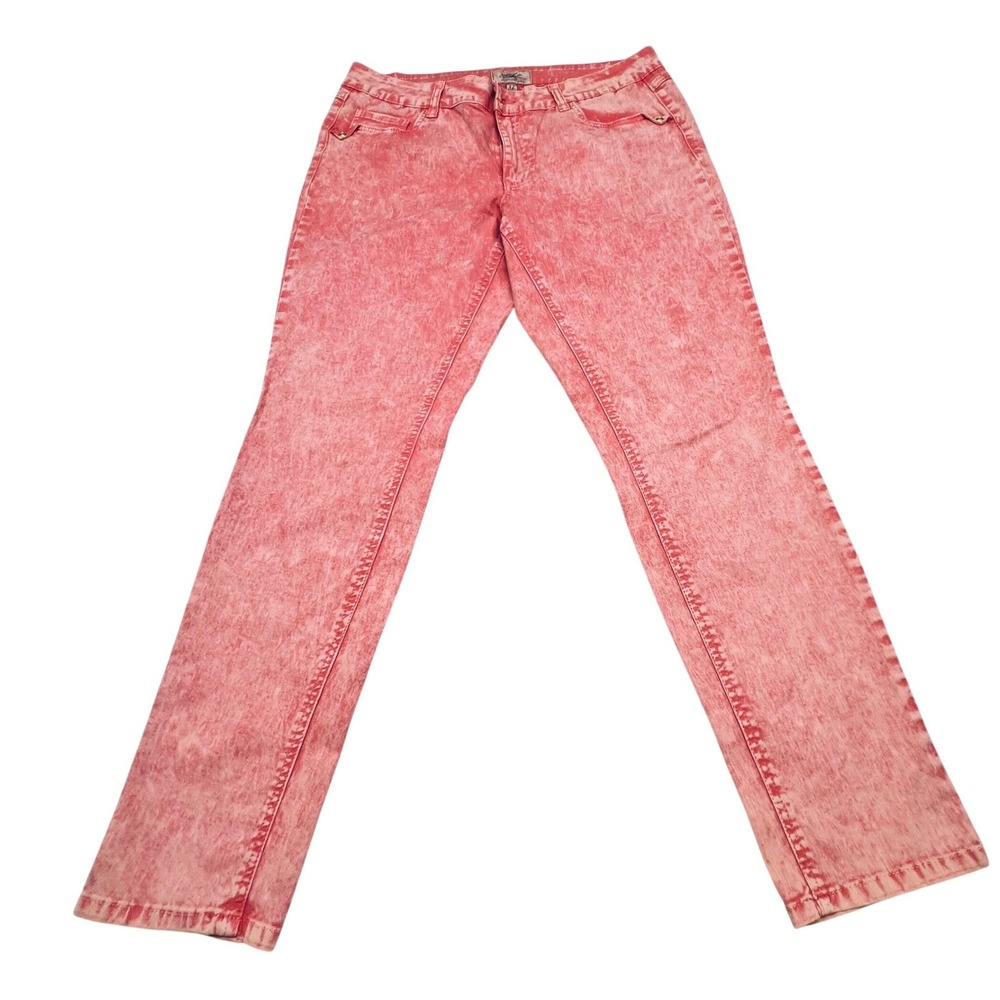 One 5 One Womens Pink Acid Wash Jeans 12 Slim Leg‎ Stretch Y2K Barbiecore